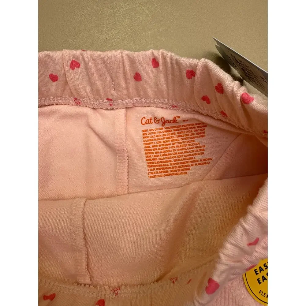 NWT Cat & Jack Girls 5T Pink Shorts & Heart Print Skort Bundle Summer Outfit Set